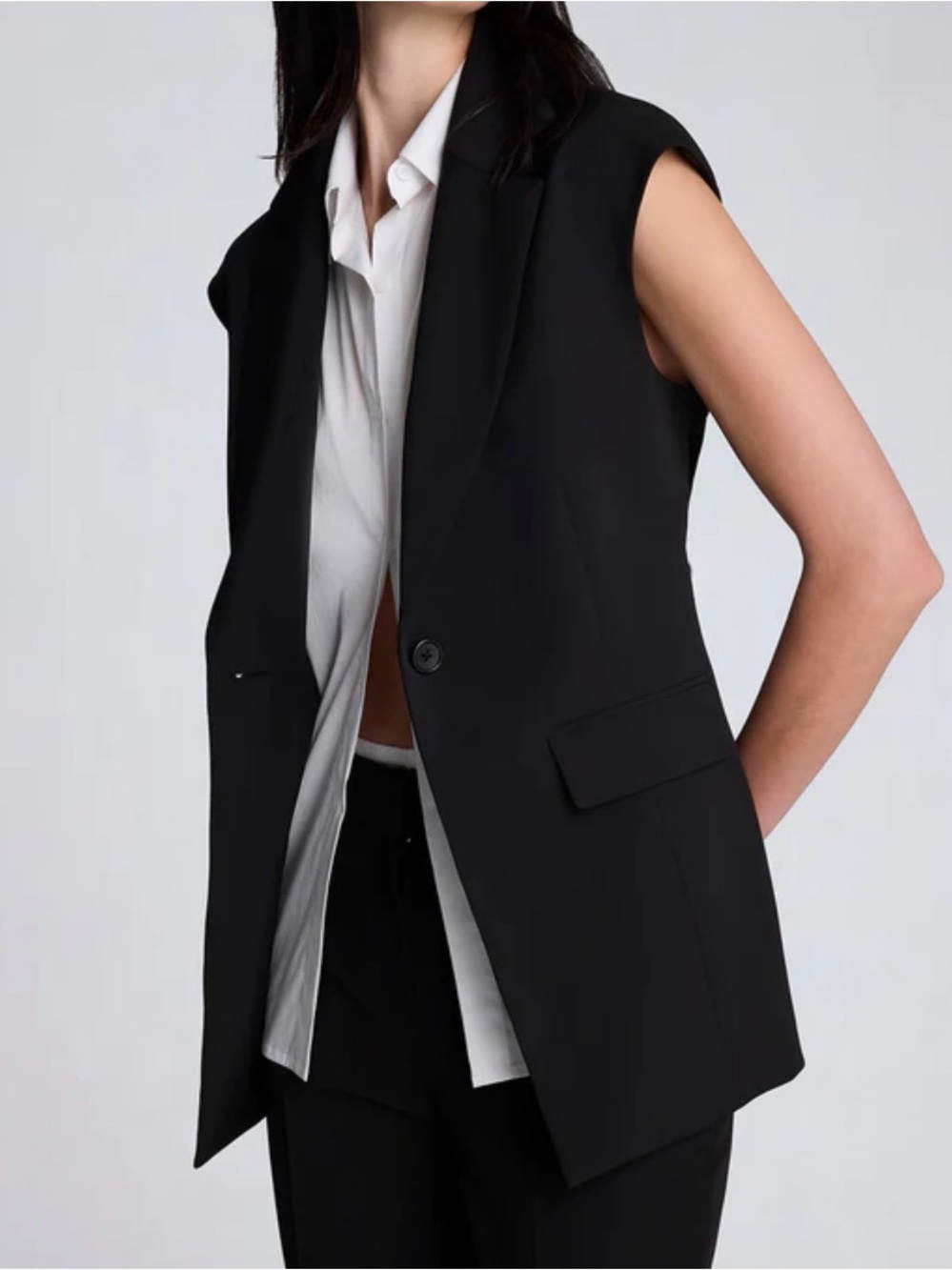 Kenneth Cole Black Tailored Sleeveless Blazer Vest